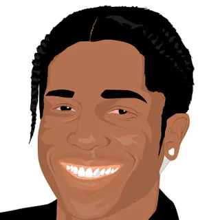😀 A$AP Rocky A$AP Rocky, rapper, music, celebrity, portrait, illustration telegram sticker
