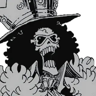 😂 Brook One Piece 애니메이션, 만화, 해골, 해적, 모자, 브룩, 원피스 telegram sticker