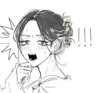 😳 Anime, Fille, Expression, Choqué(e), Dessin animé, Croquis telegram sticker