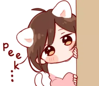🚪 peek การ์ตูน, น่ารัก, คาวาอิ, แมว, แอบมอง telegram sticker