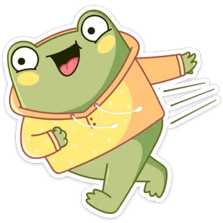 🏃‍♂️ grenouille, dessin animé, animal, mignon, course, joyeux, vert whatsapp sticker