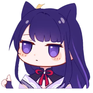 👍 Raiden Shogun Genshin Impact anime, video game, character, waifu, purple hair, cat ears, chibi, genshin impact telegram sticker