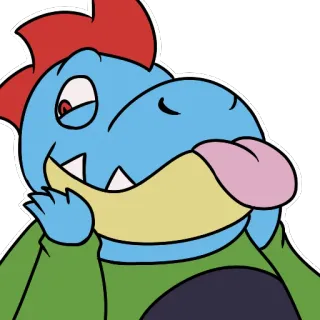 😏 Cartoon, Tier, Dinosaurier, Figur, Blau, Rot, Zunge, Süß telegram sticker