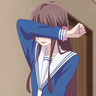 🎀 Tohru Honda Fruits Basket anime, cartoon, character, emotional, sad, crying, Tohru Honda, Fruits Basket telegram sticker