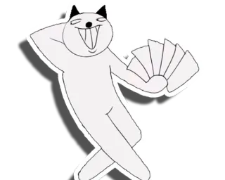 😏 mèo, fan, động vật, hoạt hình, trắng, nhảy múa telegram sticker