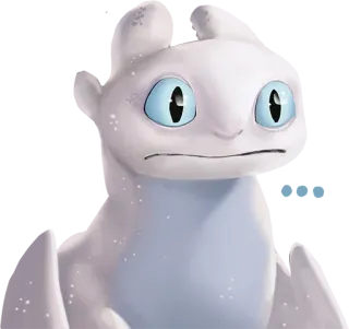 😦 Light Fury How to Train Your Dragon dragón, furia luminosa, lindo, blanco, dibujos animados, película telegram sticker