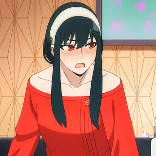 🙂 Yor Forger Spy x Family anime, woman, embarrassed, red, cartoon telegram sticker
