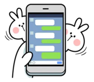 📱 Hase, Handy, Chat, Kommunikation, Cartoon whatsapp sticker