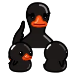 👩‍👧‍👧 утка, животное, мультфильм, водоплавающая птица, черный, милый telegram sticker