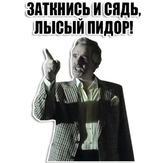 🤫 ЗАТКНИСЬ И СЯДЬ, ЛЫСЫЙ ПИДОР! insulto, offensivo, russo, calvo, parolaccia whatsapp sticker
