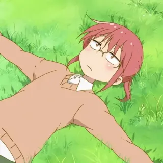 💈 Kobayashi Miss Kobayashi's Dragon Maid Anime, Kobayashi, Dragon Maid, Relajante, Césped, Tumbado/a telegram sticker