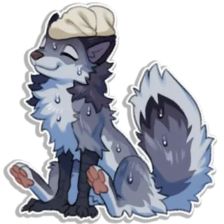 🤤 animal, dog, sitting, sweat, furry telegram sticker