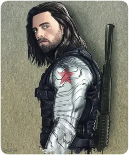 👨‍✈️ Winter Soldier ウィンター・ソルジャー, マーベル, バッキー・バーンズ, スーパーヒーロー, 武器, 兵士, 映画, コミック telegram sticker