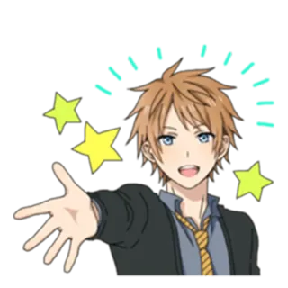 😄 anime, boy, stars, happy, cheerful, cute telegram sticker