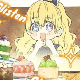 💫 Listen tarta, postre, niño, lindo, anime, manga telegram sticker