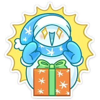 🎁 muñeco de nieve, invierno, nieve, regalo, fiesta, lindo, festivo telegram sticker