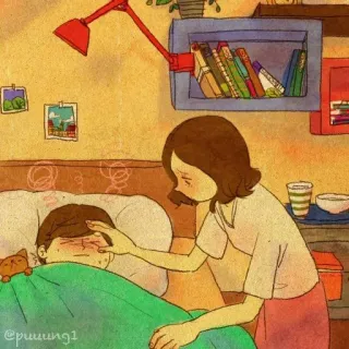 🤒 @puuung1 ilustrasi, cinta, hubungan, kenyamanan, Puuung telegram sticker