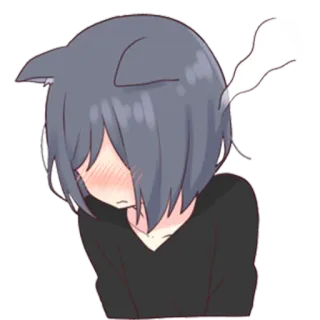 😳 anime, ragazza gatto, carino, arrossire, triste whatsapp sticker