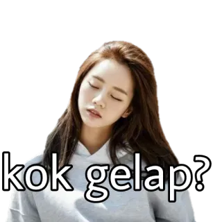 😬 kok gelap? 女性, 表情, 質問, 混乱, インドネシア語, ステッカー whatsapp sticker