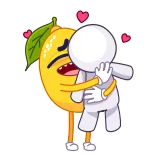 🥰 fruit, lemon, hug, love, cartoon, character, kawaii telegram sticker