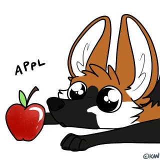 🍎 APPL mela, volpe, cartone animato, carino, adesivo, animale, cibo telegram sticker