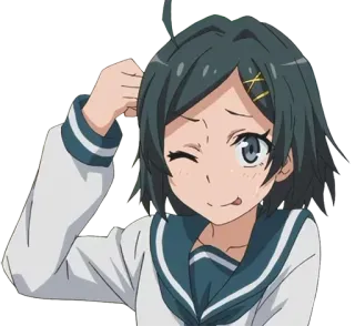 😜 anime, girl, school uniform, wink, cute, confused telegram sticker