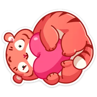 ❤ เสือ, สัตว์, หัวใจ, ความรัก, น่ารัก, การ์ตูน, สติกเกอร์ telegram sticker