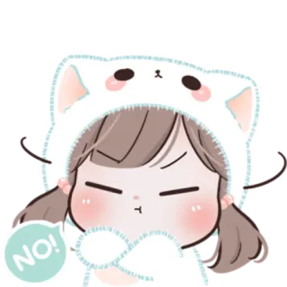 🍥 NO! adesivo, não, menina, fofo, desenho animado whatsapp sticker