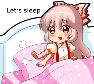 😴 Anime, Kawaii, Süß, Chibi, Bett, Mädchen, Schläfrig telegram sticker