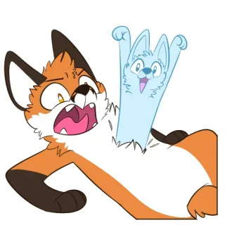 😱 raposa, desenho animado, assustado, animal, espírito, fantasma whatsapp sticker