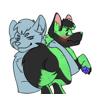 🍑 furry, anthropomorphic, wolf, canine, blushing, flirtatious, shy, cartoon, illustration telegram sticker