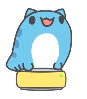 🚗 gato, fofo, desenho animado, azul, animal telegram sticker