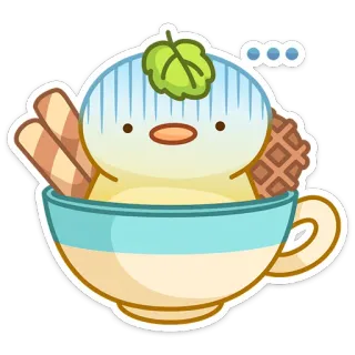 😨 cute, bird, kawaii, dessert, cup, waffle, sticker telegram sticker