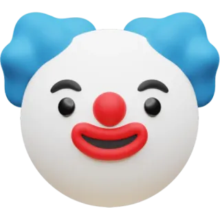 🤡 clown, emoji, faccia, circo, capelli blu, naso rosso, faccia da clown whatsapp sticker