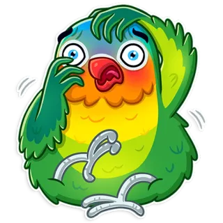 😨 앵무새, 새, 만화, 슬픈, 불안, 귀여운, 걱정 telegram sticker