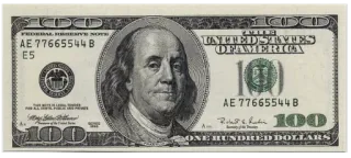 💵 Benjamin Franklin FEDERAL RESERVE NOTE UNITED STATES OF AMERICA ONE HUNDRED DOLLARS uang, mata uang, dolar, keuangan, Benjamin Franklin, Amerika Serikat telegram sticker