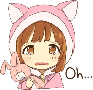 😢 Oh.... аниме, девушка, плачет, грустно, о, стикер telegram sticker