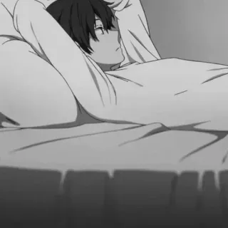 🕸 anime, menino, deitado, sonolento, cama, mangá, pessoa, descansando telegram sticker