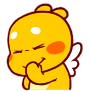 😊 Cartone animato, Carino, Giallo, Ali, Felice, Animale, Kawaii telegram sticker