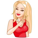 🤣 woman, blonde, red dress, pearl necklace, cartoon telegram sticker