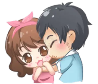 😘 couple, love, kiss, cute, cartoon, affection, romance, sweet whatsapp sticker