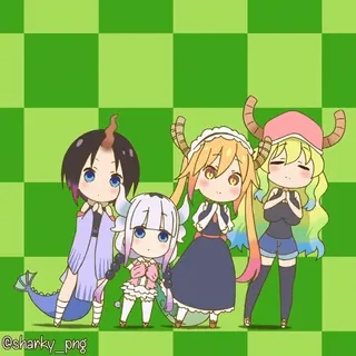 🥳 Elma, Kanna Kamui, Tohru, Lucoa Miss Kobayashi's Dragon Maid telegram sticker