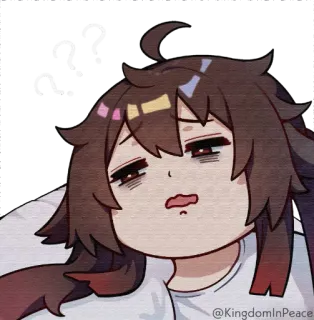 ❓ zzZ fille anime, endormie, fatiguée, épuisée, zzz, dessin animé, cheveux bruns whatsapp sticker
