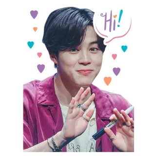 👋 Hi! K-pop, Айдол, Машет, Сердечки, Приветствие, Привет whatsapp sticker