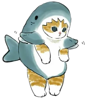 🐥 猫, サメ, 動物, コスチューム, かわいい, 面白い whatsapp sticker
