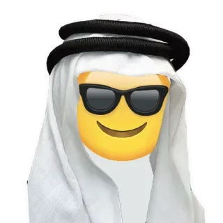 😎 Emoji, Kufiya, Médio Oriente, Óculos, Árabe telegram sticker