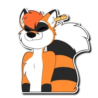 😊 procione, furry, cartone animato, animale, clip, arancione, nero, bianco telegram sticker