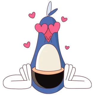 😍 pássaro, amor, corações, ovo, fofo, desenho animado telegram sticker