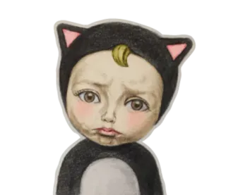 ☹️ bebê, gato, gatinho, animal, criança, fofo whatsapp sticker