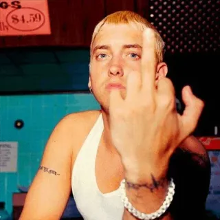 😕 Eminem Eminem, dedo do meio, ofensivo, celebridade, rapper whatsapp sticker